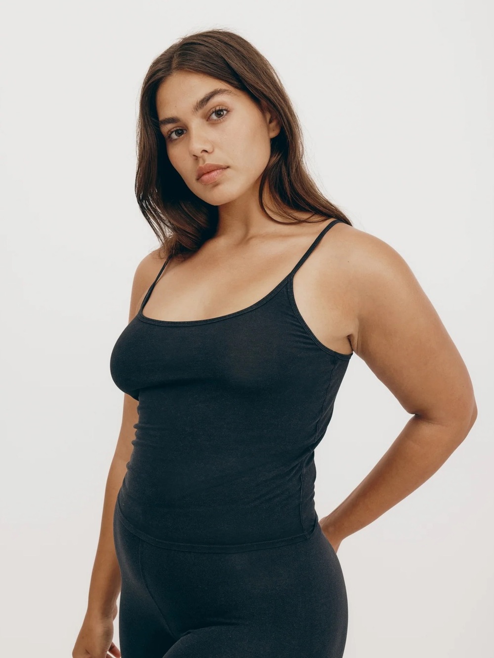 Organic Basics Core Singlet Black Adjustable-Strap Camisole